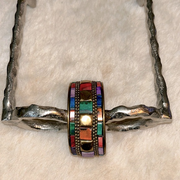 Metal mosaic bracelet cuff. Bold and beautiful. - Picture 3 of 5
